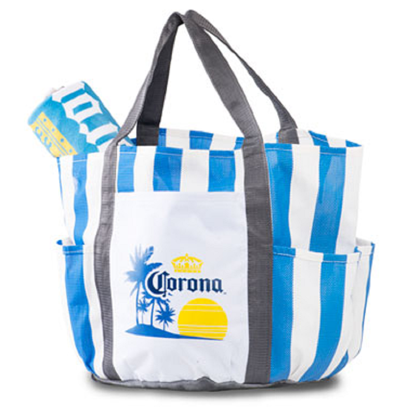 striped beach tote bag